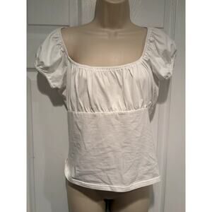 Edikted White Milkmaid Top Puff Sleeve Cottagecore Y2K Stretch L